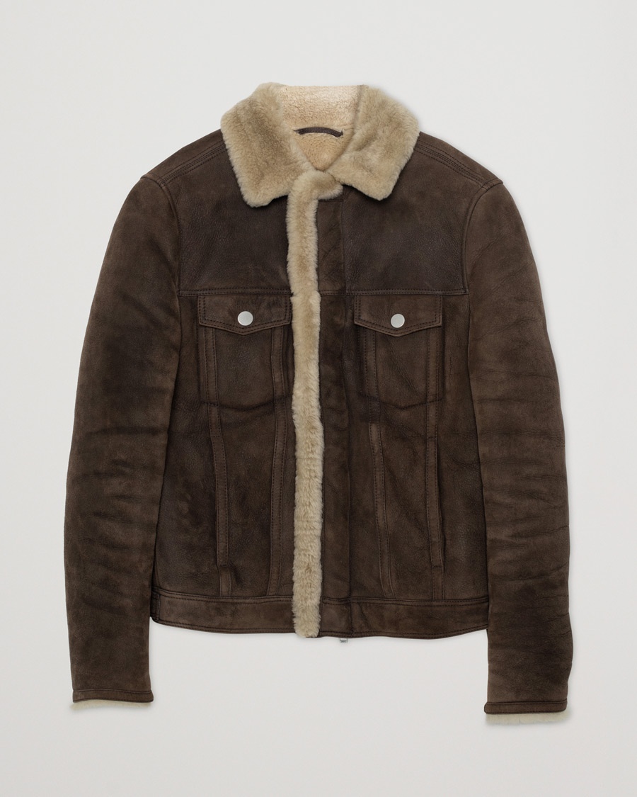 Herr | Pre-owned kläder & skor | Pre-owned | J.Lindeberg Redster Mud Shearling Suede Jacket Mud Brown