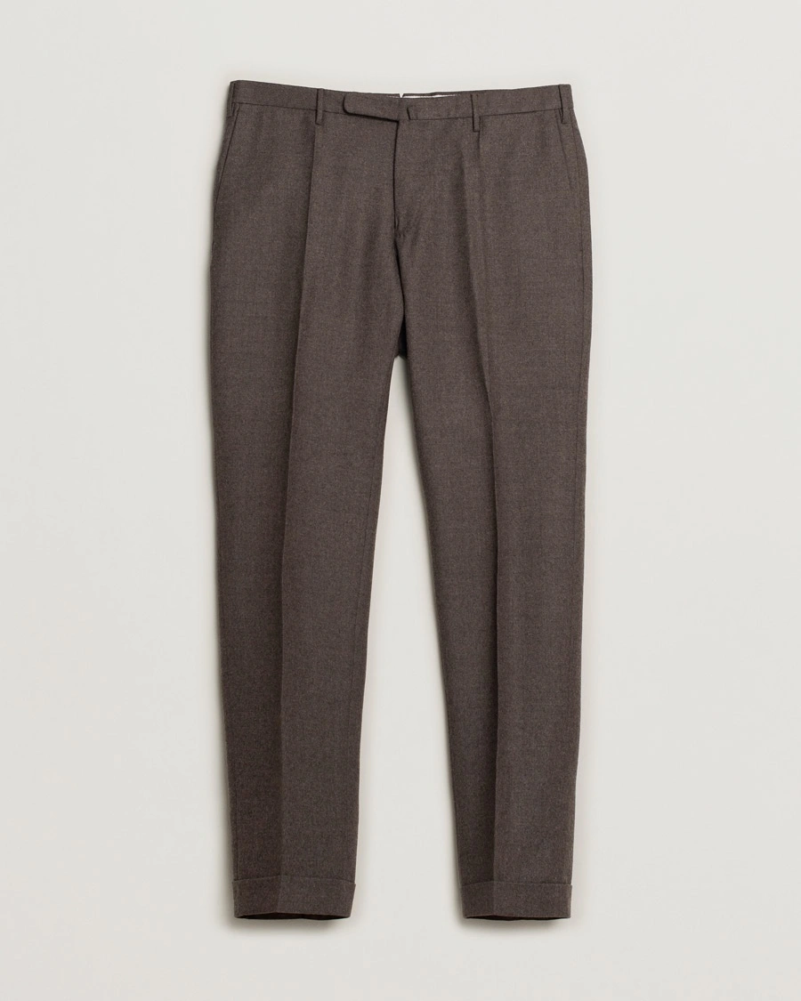Herr | Pre-owned Byxor | Pre-owned | Incotex Super 100's Flannel Trousers Brown