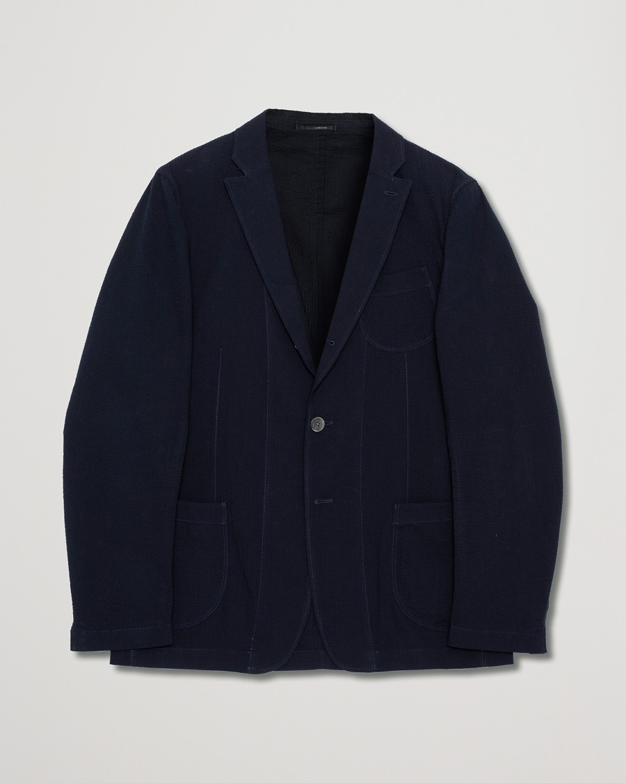 Herr | Pre-owned Kavajer | Pre-owned | Lardini Unlined Seersucker Patch Pocket Shirt Blazer Navy
