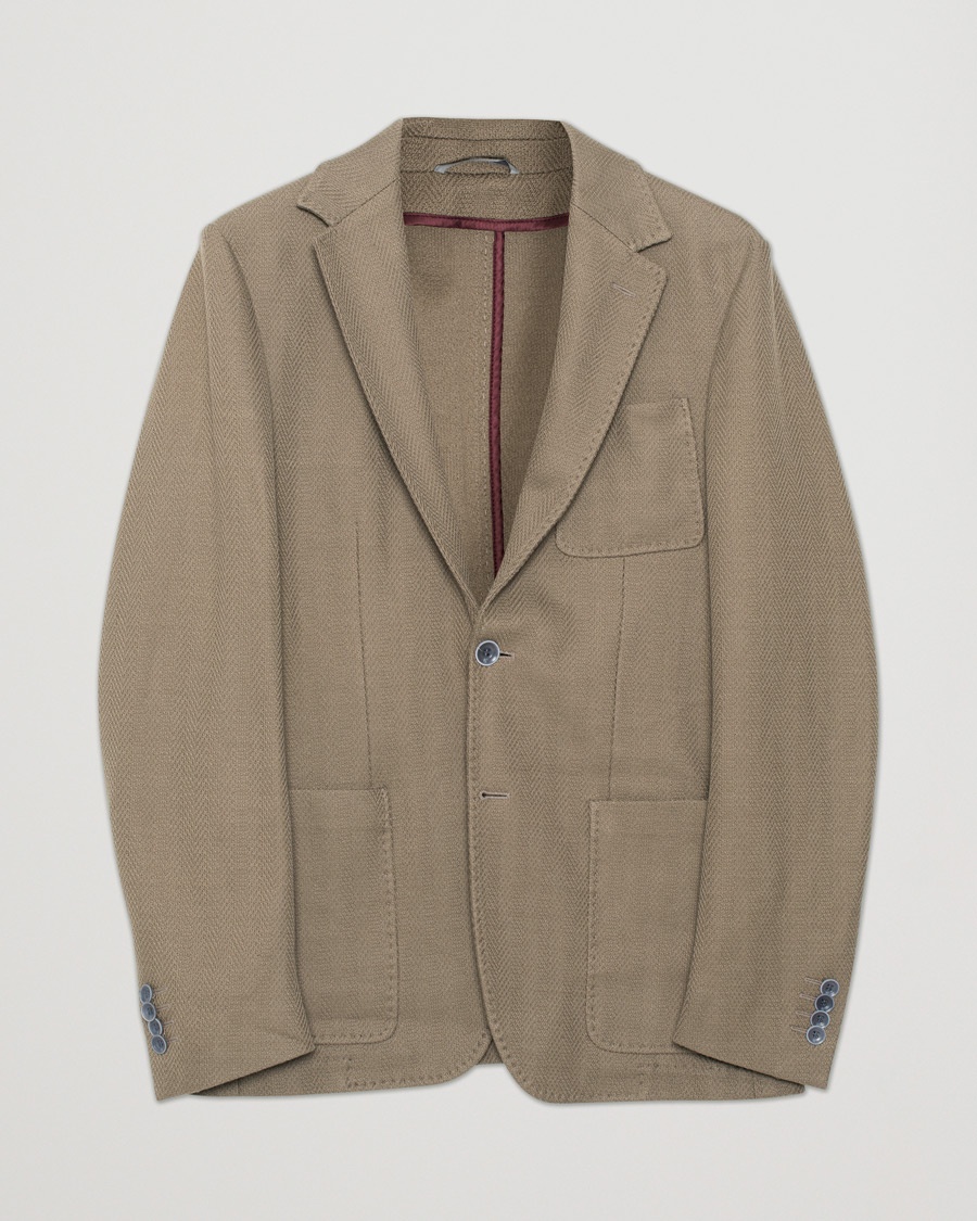 Herr | Pre-owned Kavajer | Pre-owned | Canali Textured Cotton Jersey Blazer Olive