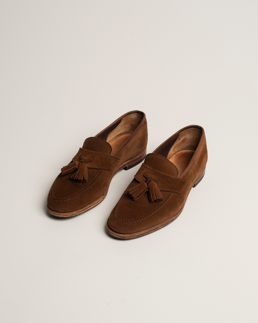 Herr | Pre-owned Skor | Pre-owned | Crockett & Jones Solent Unlined Tassel Loafer Snuff Suede UK8,5 - EU42,5