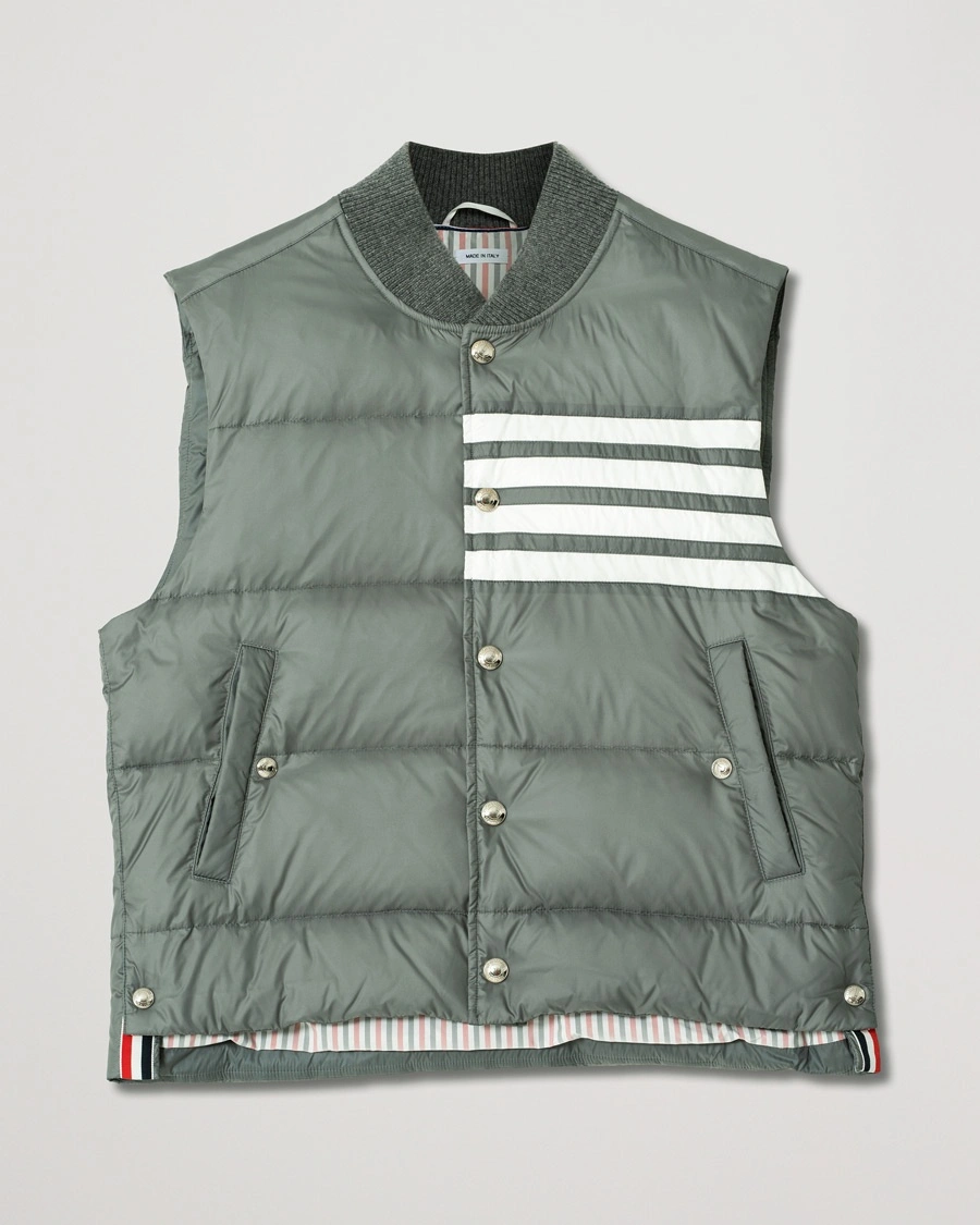 Herr | Pre-owned Jackor | Pre-owned | Thom Browne 4 Bar Snap Front Down Vest Light Grey