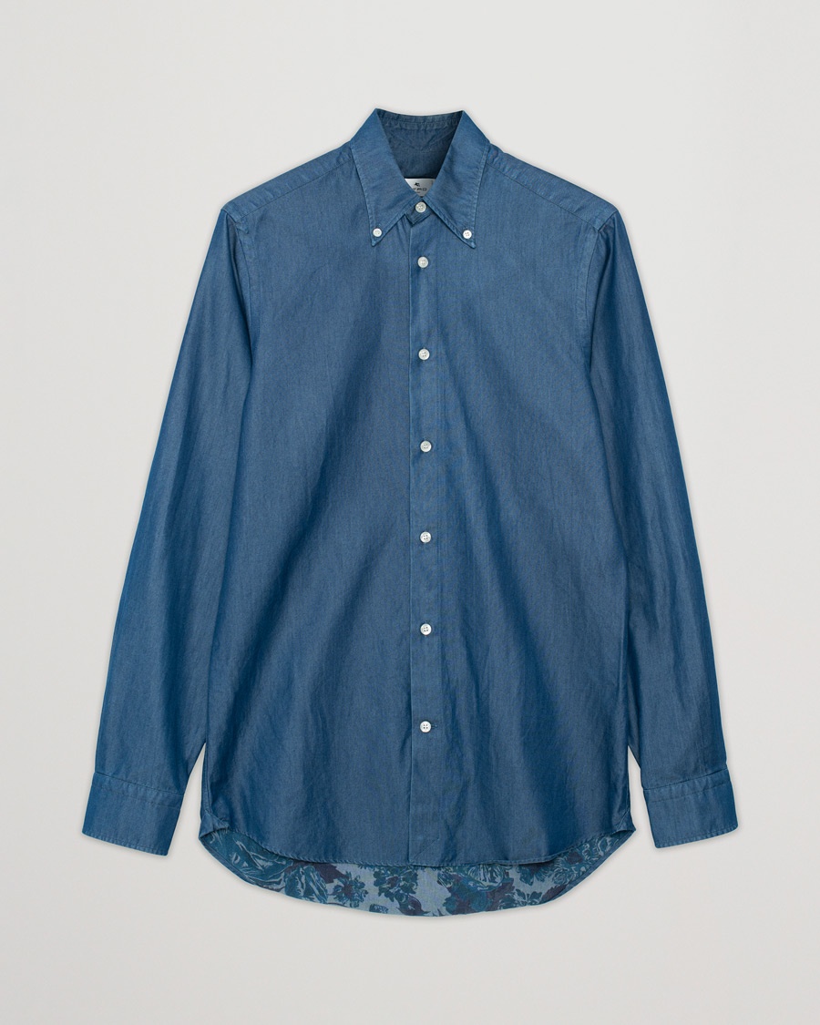 Herr | Pre-owned Skjortor | Pre-owned | Etro Printed Denim Shirt Light Indigo
