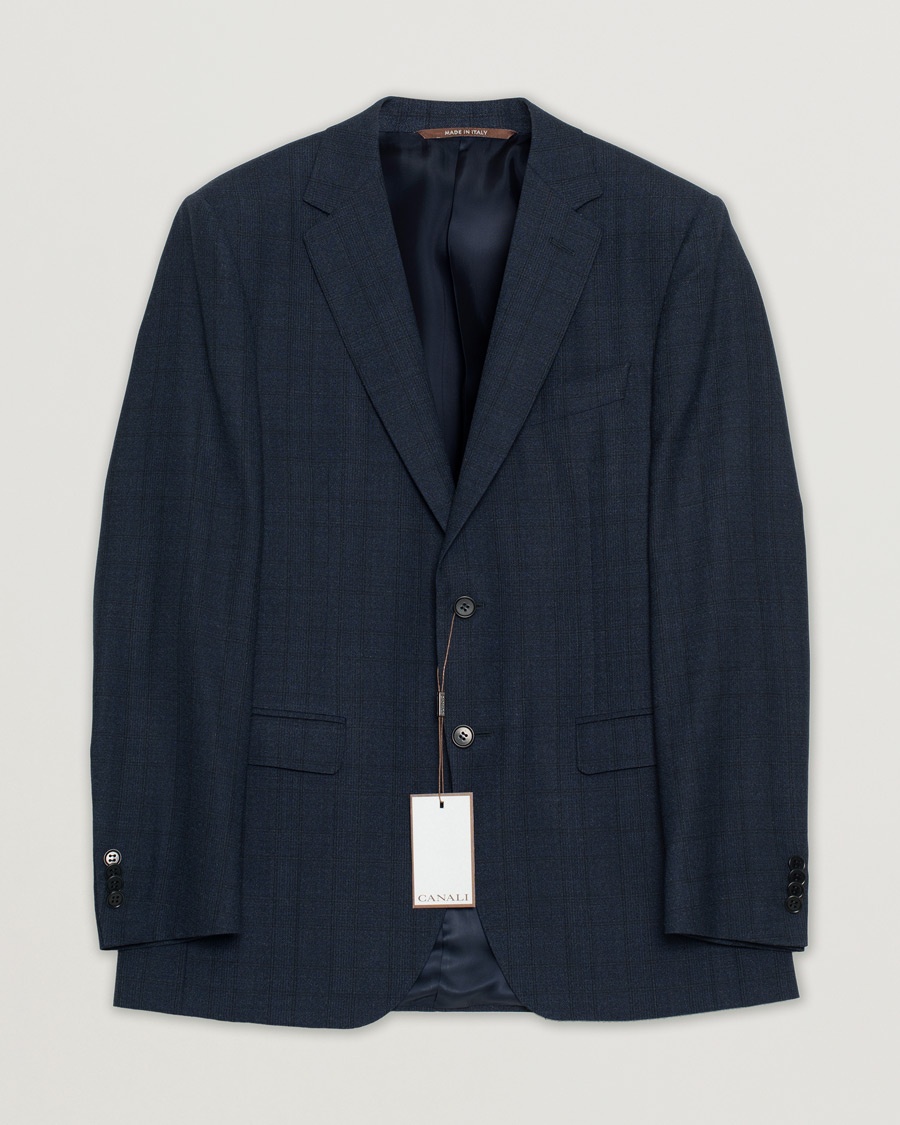 Herr | Pre-owned Kavajer | Pre-owned | Canali Checked Wool Blazer Navy 50