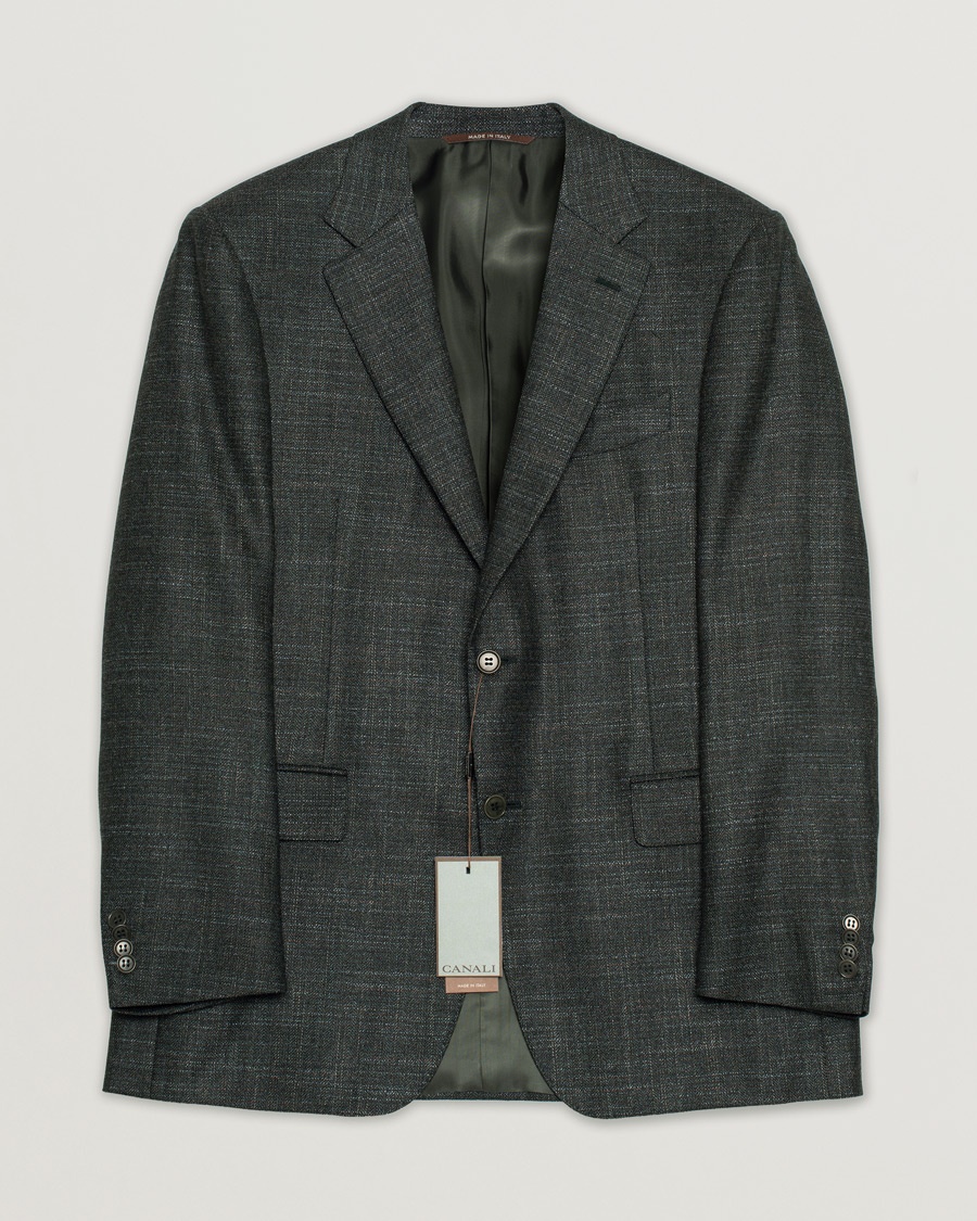 Herr | Pre-owned Kavajer | Pre-owned | Canali Silk/Cashmere Blazer Green Melange 50