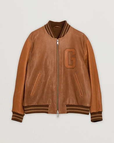 GANT Leather Varsity Jacket Brown Sugar