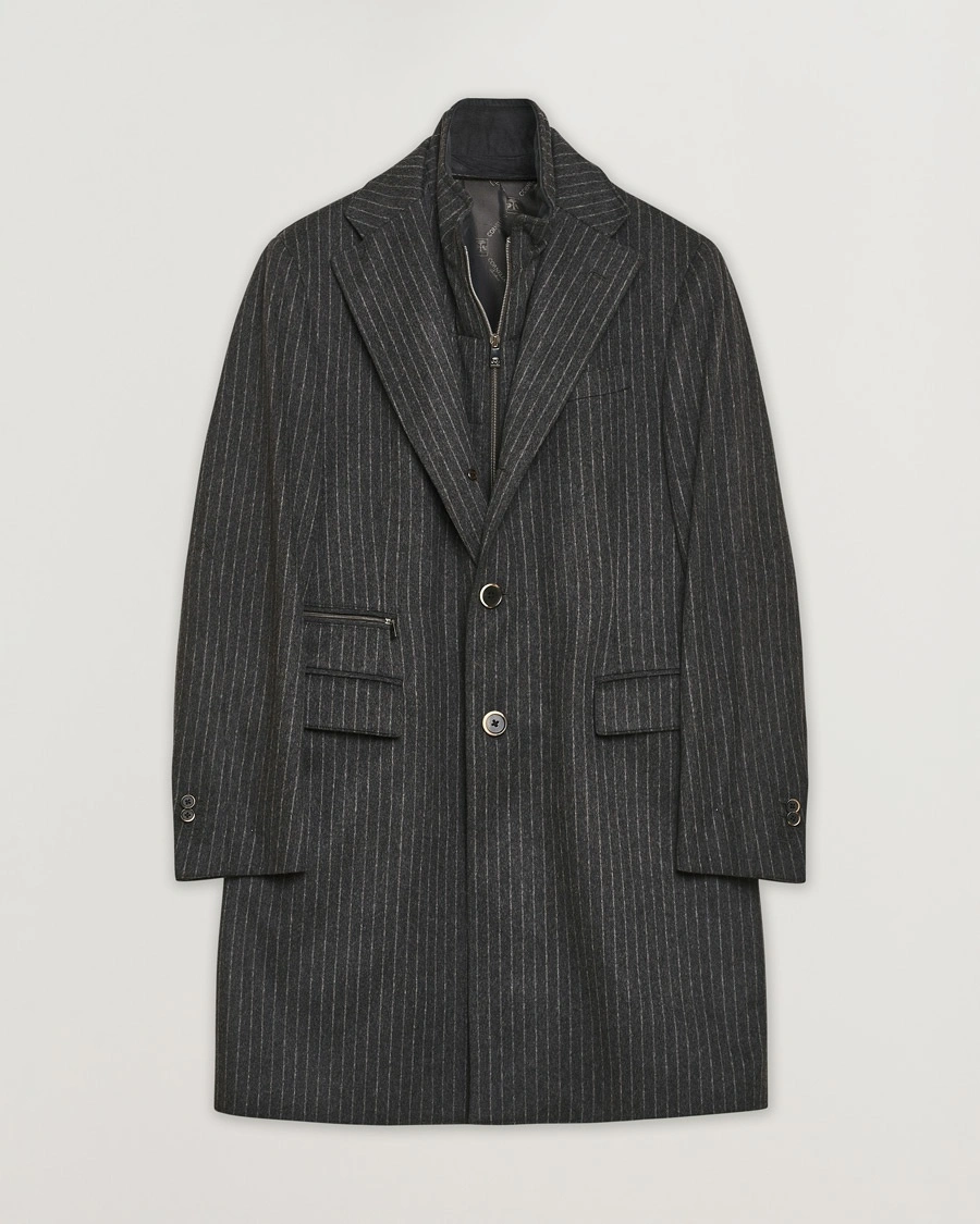Herr | Pre-owned Jackor | Pre-owned | Corneliani ID Wool Zip Coat Charcoal Pinstripe 50