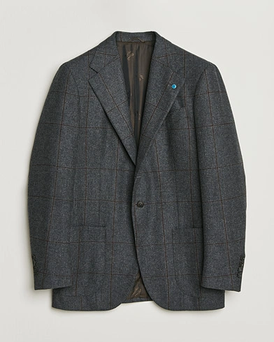 Pre-owned Eidos Napoli Wool Checked Blazer Dark Grey 50 – Grå