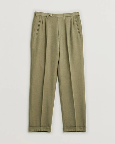 Pre-owned Rota Pantaloni Twill Cotton Trousers Moss Green 50 – Beige