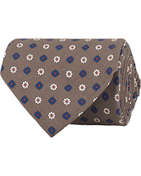  Silk Printed Flower 8 cm Tie Brown