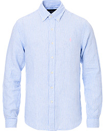  Slim Fit Linen Stripe Shirt Blue/White