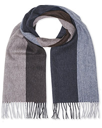  Lambswool/Angora Block Check Scarf Brown/Blue