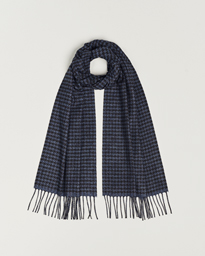  Cashmere/Silk Houndstooth Scarf Dark Blue