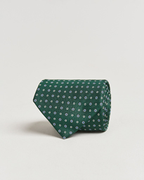  3-Fold Printed Silk Tie Dark Green