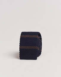  Wool Striped Knitted 6,5cm Tie Navy