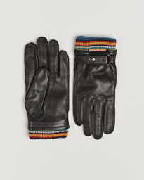  Signature Stripe Cuff Leather Glove Black