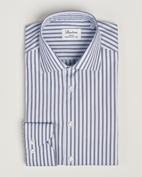  Slimline Striped Luxury Oxford Shirt Blue