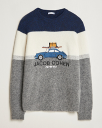  Alpaca/Wool Embrodery Sweater Blue/White/Grey