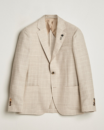  Prince of Wales Wool Blazer Light Beige