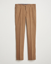  Slim Fit Pleated Cotton Trousers Brown