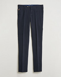  Slim Fit Pleated Cotton Trousers Navy