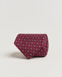  3-Fold Printed Silk Tie Burgundy