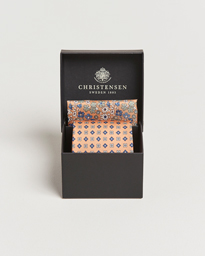  Box Set Printed Silk 8cm Tie With Pocket Square Orange