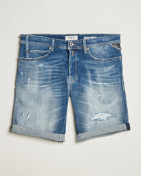  RBJ981 Shredded Denim Shorts Medium Blue