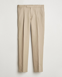  Cotton/Linen Pleated Trousers Beige