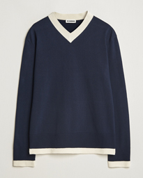  Contrast Trim V-Neck Sweater Navy