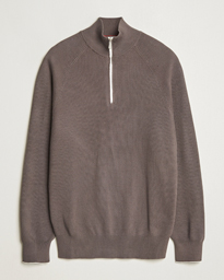  Cotton Rib Half Zip Dark Brown