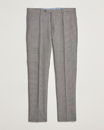  Slim Fit Micro Houndstooth Wool Trousers Light Grey