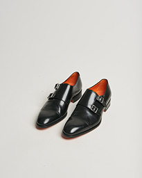 Santoni Blake Double Monk Black Calf