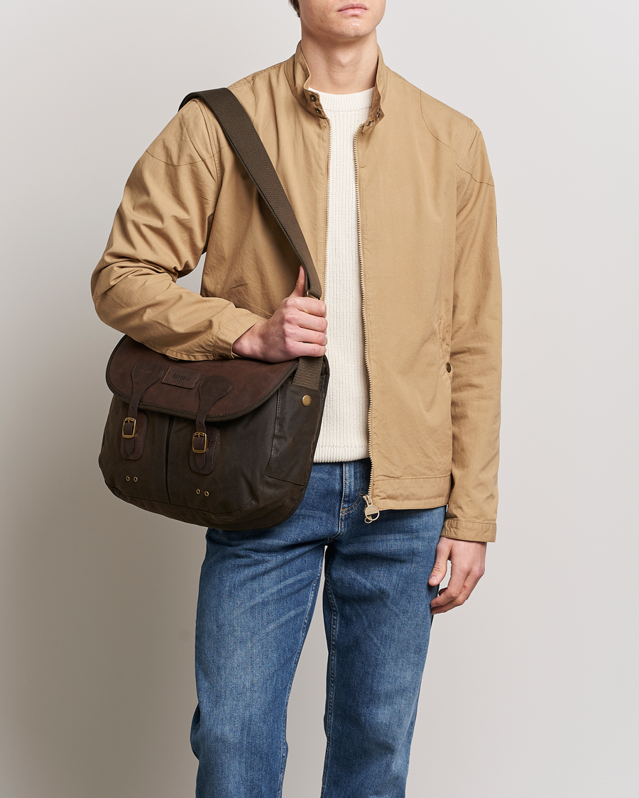 Barbour wax and leather cheap tarras bag