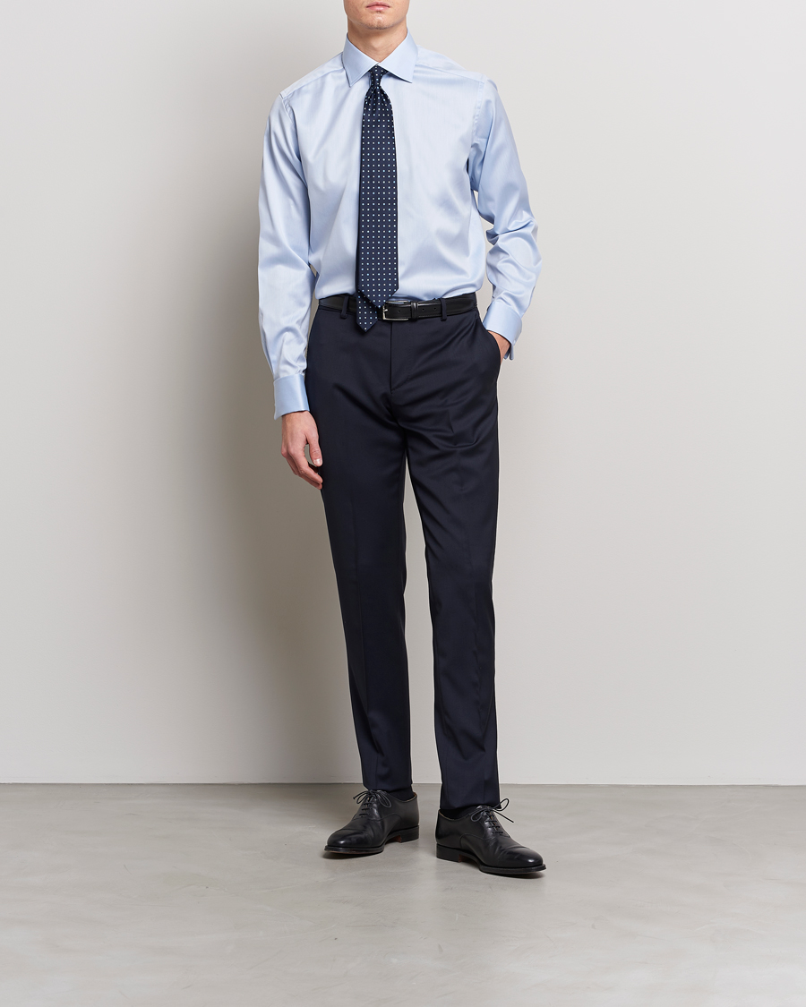 Herr | Festive | Eton | Contemporary Fit Shirt Double Cuff Blue