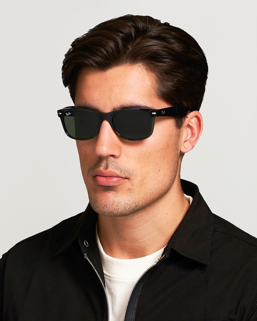 Herr | D-formade solglasögon | Ray-Ban | New Wayfarer Sunglasses Black/Crystal Green