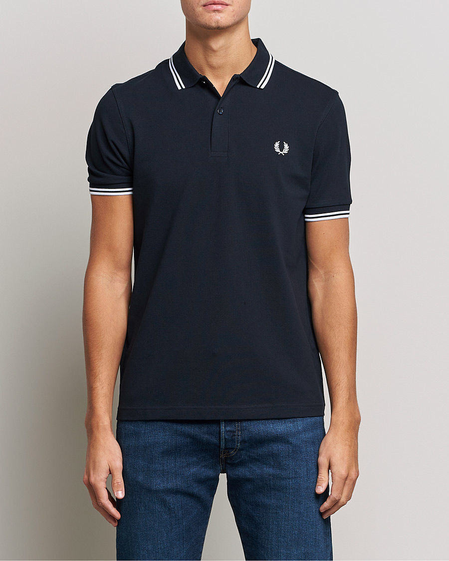 Herr | Pikéer | Fred Perry | Twin Tipped Polo Shirt Navy/White