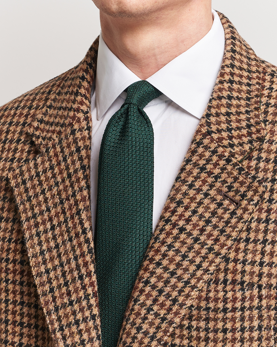 Herr | Formal Wear | Drake's | Silk Grenadine Handrolled 8 cm Tie Green