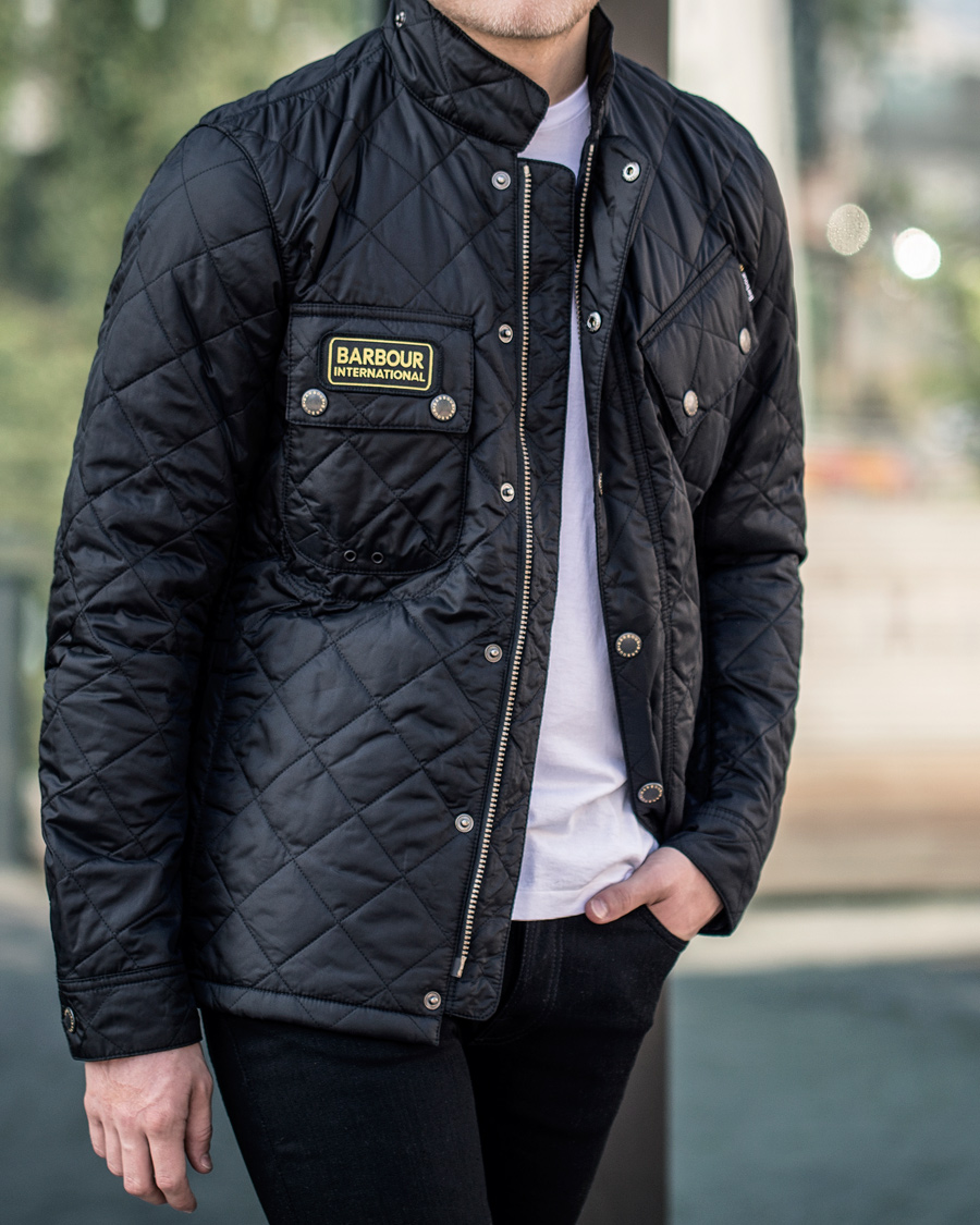 Barbour international sprinter quilted jacket black best sale