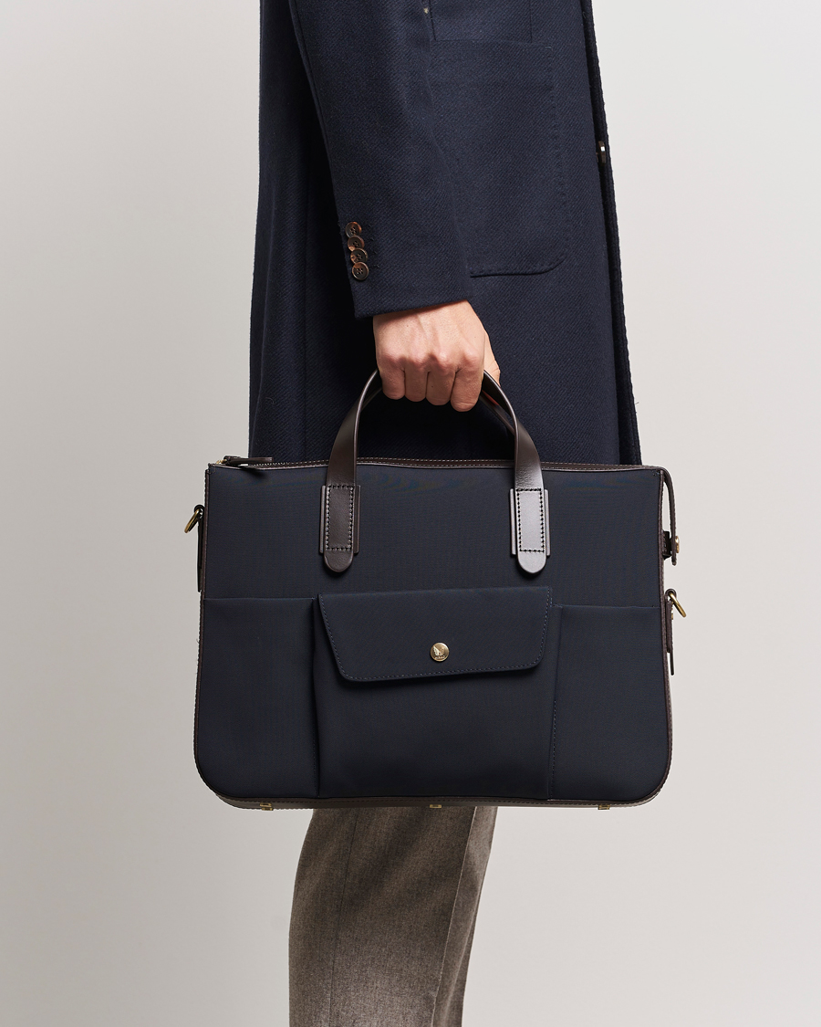 Herr | Mismo | Mismo | M/S Canvas Briefcase Navy/Dark Brown