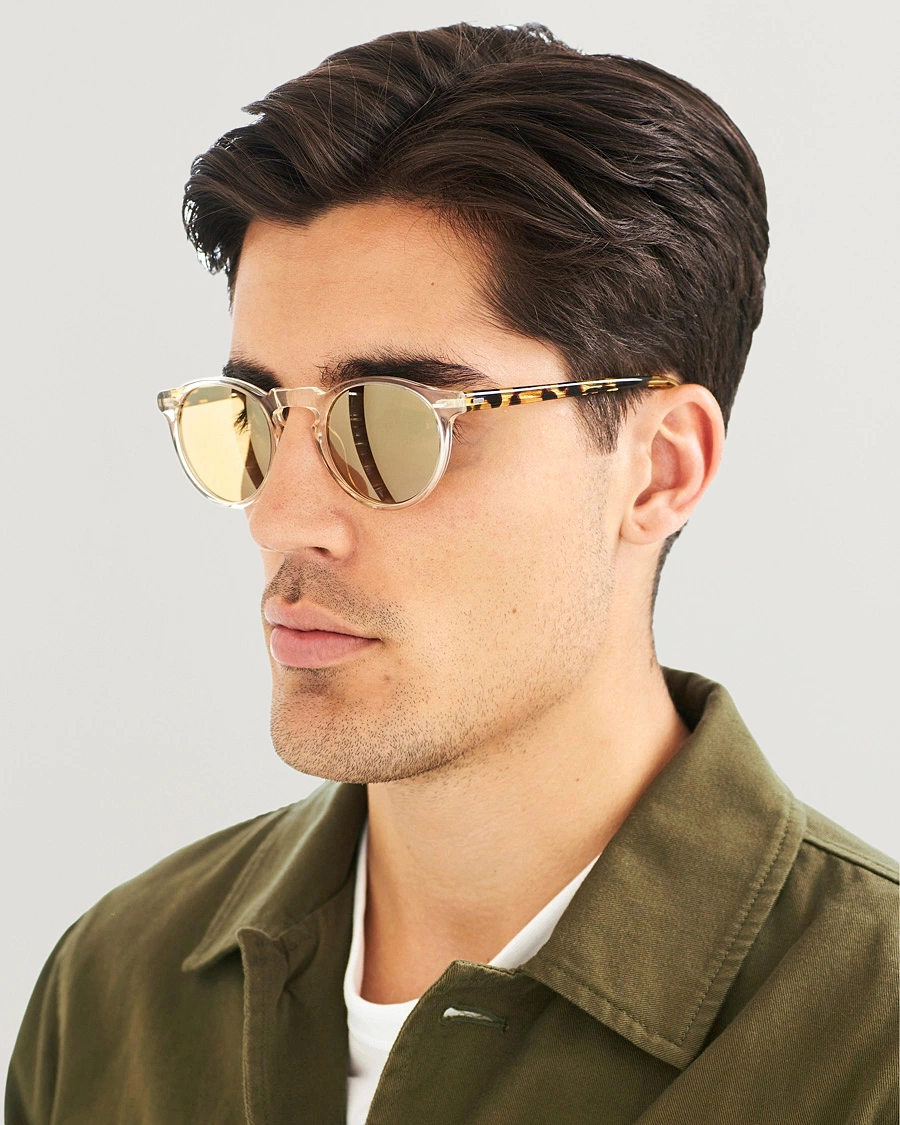 Herr | Runda solglasögon | Oliver Peoples | Gregory Peck Sunglasses Honey/Gold Mirror