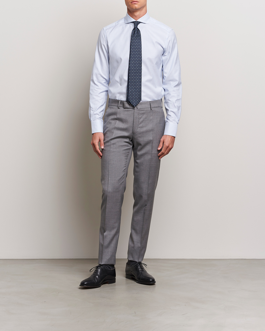 Herr | Business & Beyond | Stenströms | 1899 Slimline Supima Cotton Striped Shirt White/Blue