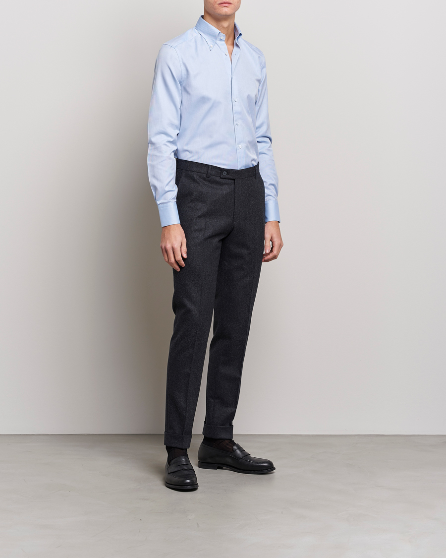 Herr | Business & Beyond | Stenströms | 1899 Slimline Supima Cotton Structure Shirt Blue