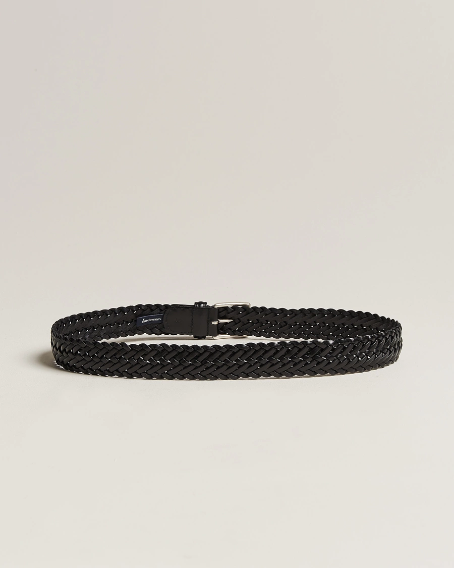 Herr | Fira stilfullt på nyår | Anderson\'s | Woven Leather 3,5 cm Belt Tanned Black