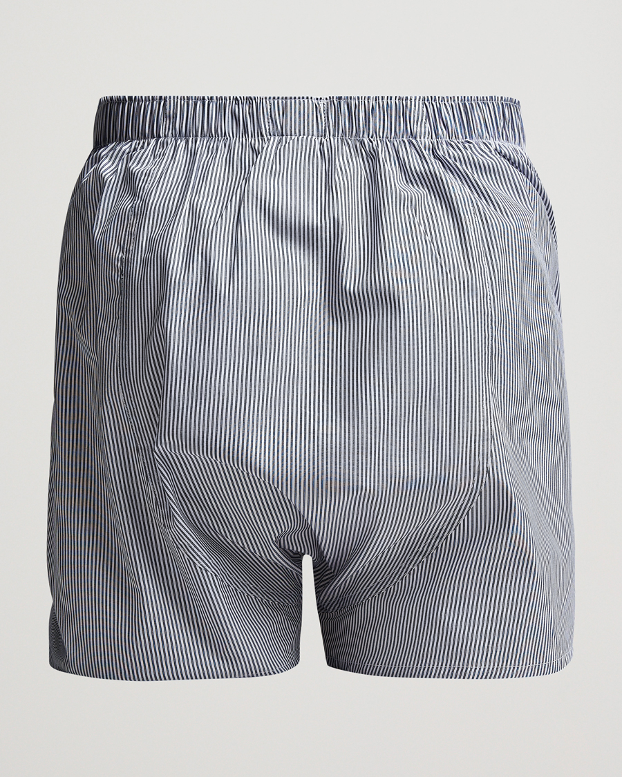 Herr | Kalsonger | Sunspel | Classic Woven Cotton Boxer Shorts White/Light Blue