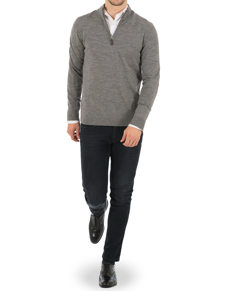 Aquascutum Hamilton Half Zip Merino Knit Grey hos CareOfCarl