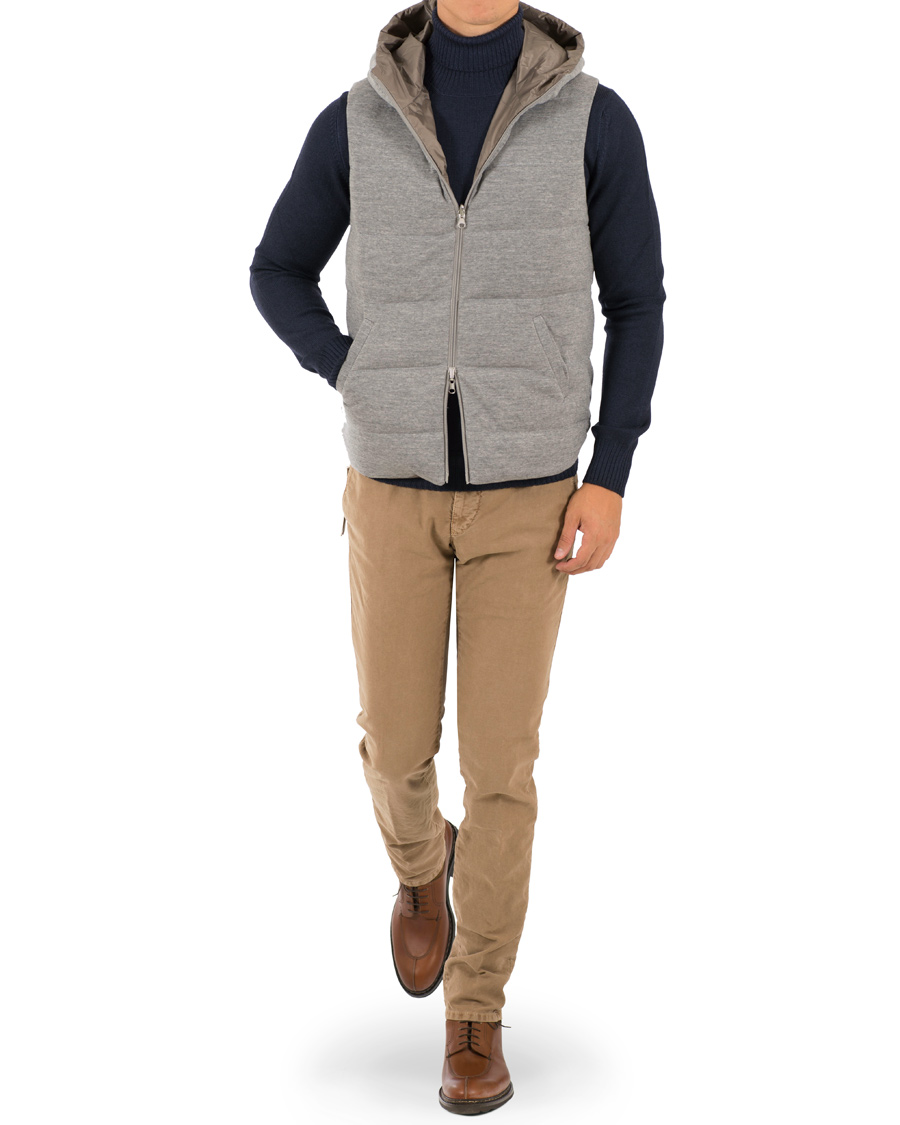 Gran Sasso H2 Wool Reversible Padded Vest Light Grey | Herr - Care