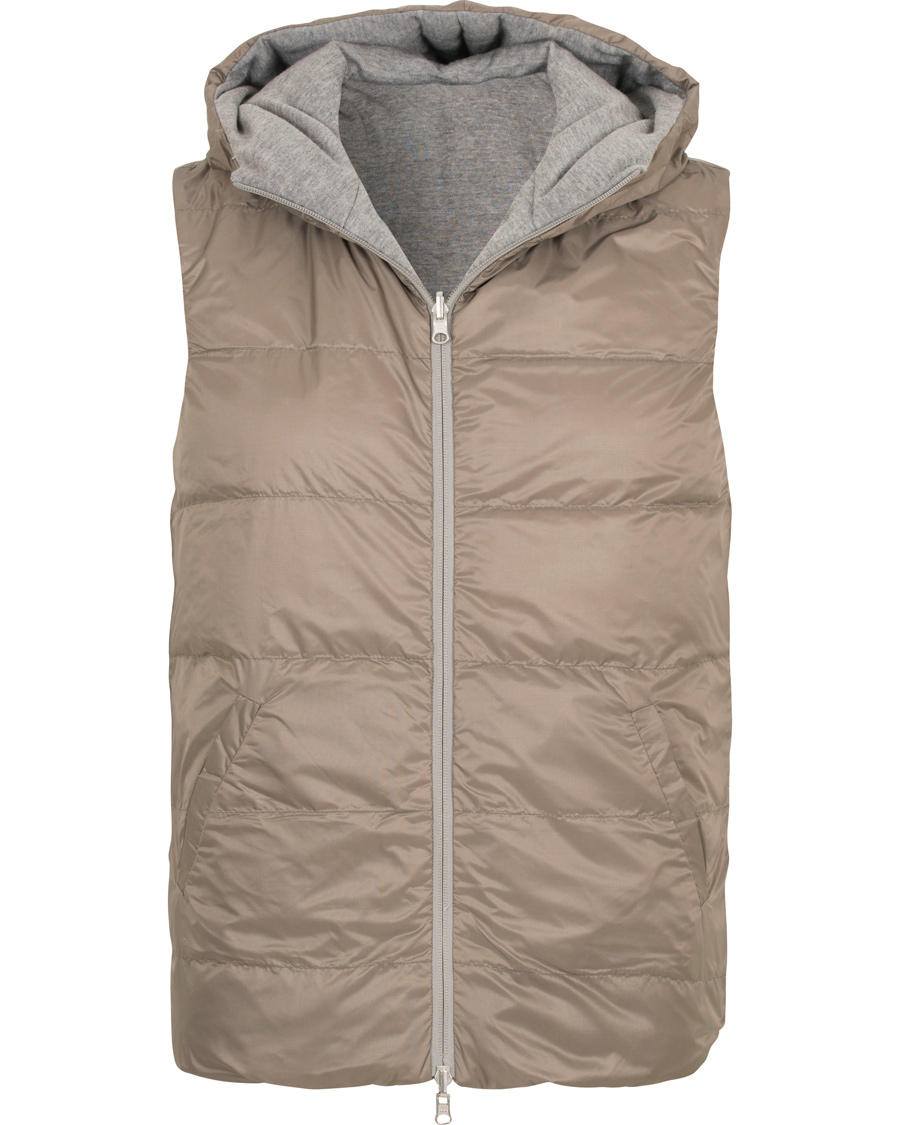 Gran Sasso H2 Wool Reversible Padded Vest Light Grey | Herr - Care