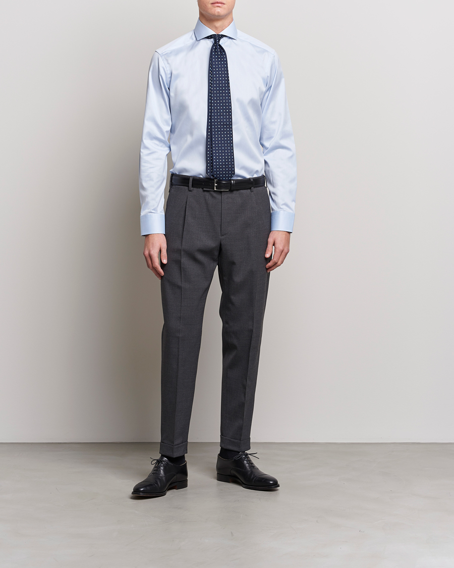 Herr | Kläder | Eton | Slim Fit Twill Cut Away Shirt Light Blue