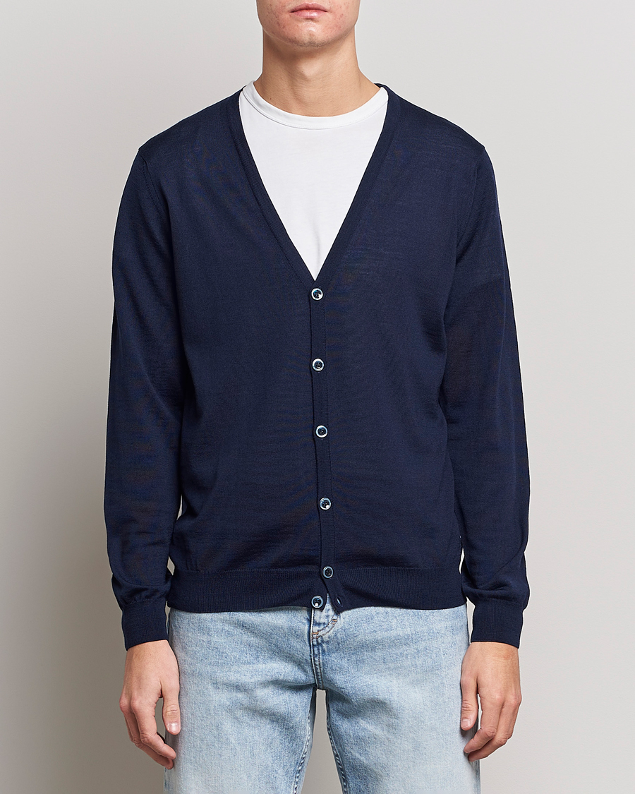 Herr | Stenströms | Stenströms | Merino Zegna Knitted Cardigan Navy